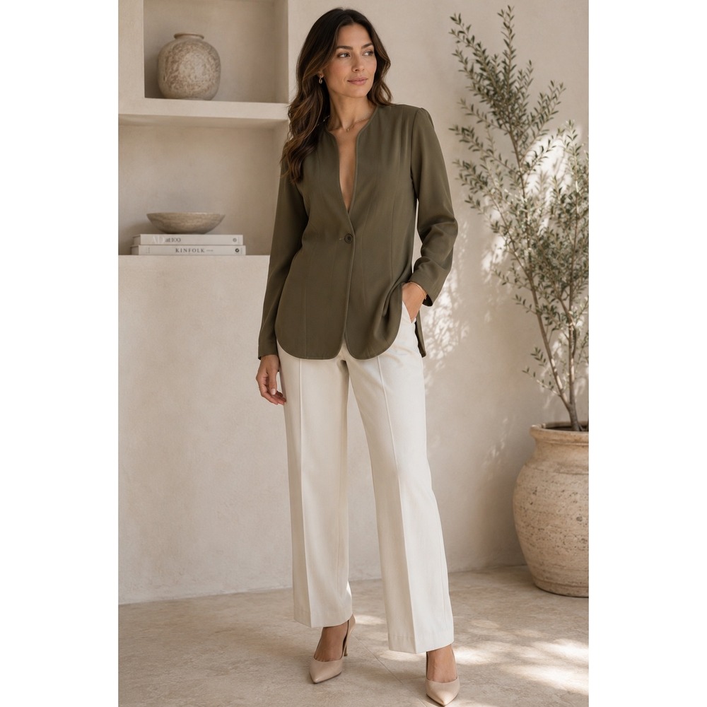 Marisa Minicucci Olive‎ Green  Blazer Jacket Sz 10 Made in Canada Lined